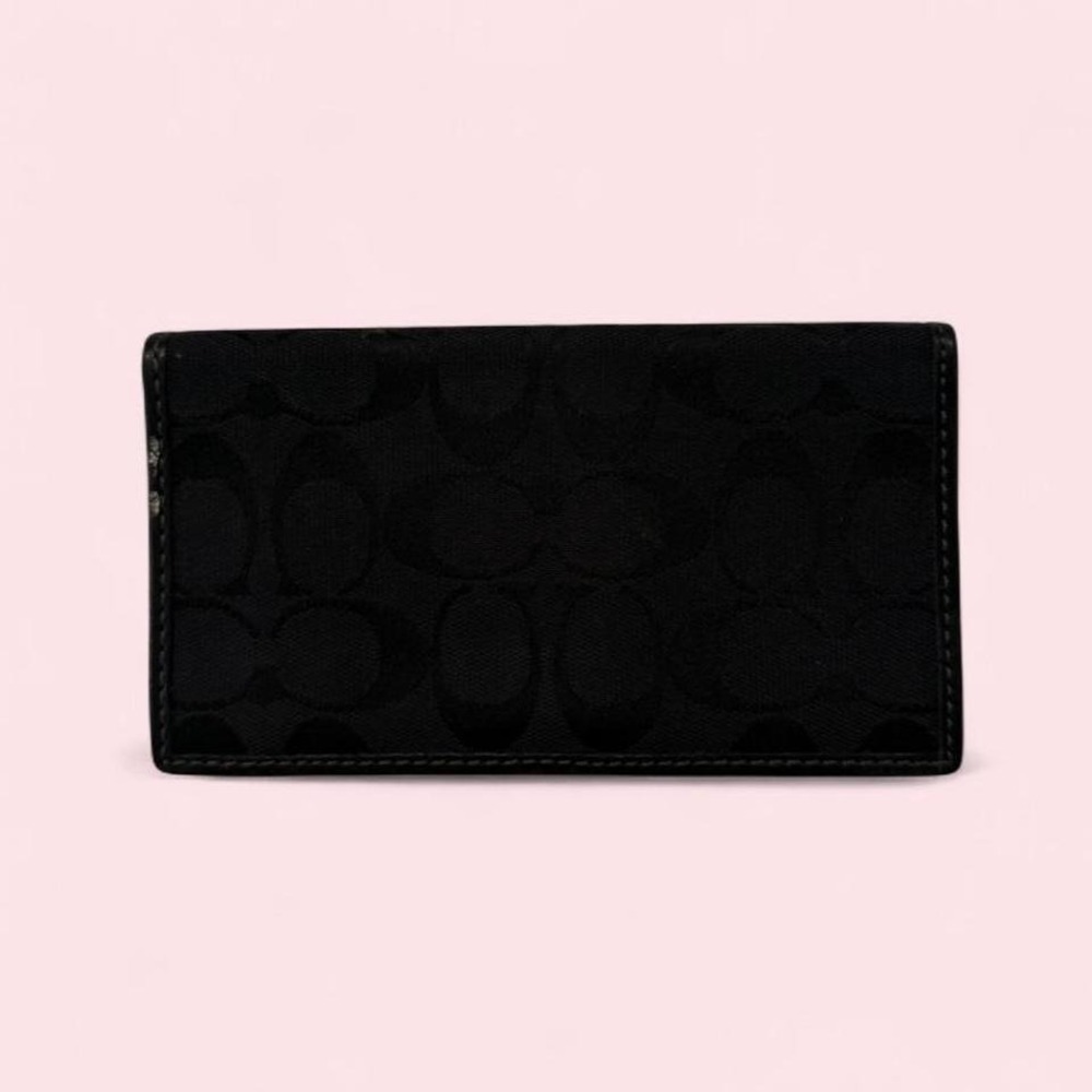 Y2K Coach Black Signature Canvas Checkbook Wallet